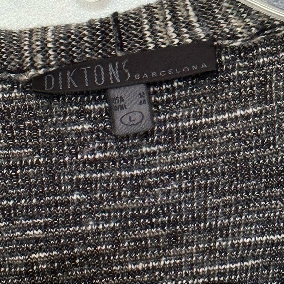 Diktons Barcelona extra fine merino wool blend black/gray cardigan sweater, L - Picture 4 of 7